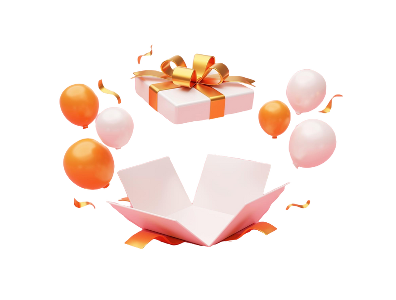 Gift box with confetti — surprise and reward